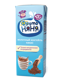 ФрутоНяня Коктейль молочный с какао шоколадный стерилизованный, массовая доля жира 2,8 % для питания детей раннего возраста 0,2л
