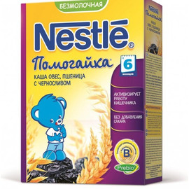 Nestle® Помогайка® Каша безмолочная из овса и пшеницы с черносливом (с 6 мес.), 200гр.