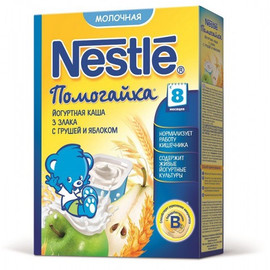 Nestle® Помогайка® Каша йогуртная молочная 3 злака с грушей и яблоком (с 8 мес.), 200гр.