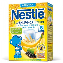 Nestle® Молочная пшеничная каша с бананом и черной смородиной (с 6 мес.), 250гр.