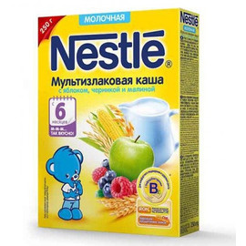 Nestle® Молочная мультизлаковая каша с яблоком, черникой и малиной (с 6 мес.), 250гр.