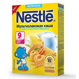 Nestle® Молочная мультизлаковая каша с мёдом и кусочками абрикоса (с 9 мес.), 250гр.
