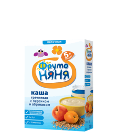 ФрутоНяня Каша гречневая молочная с персиком и абрикосом быстрорастворимая, обогащенная витаминами и минеральными веществами 200 г