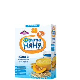 ФрутоНяня Каша пшеничная молочная с тыквой быстрорастворимая, обогащенная витаминами и минеральными веществами, 200 г