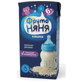 ФрутоНяня Кашка молочно-рисовая, готовая к употреблению, стерилизованная обогащенная пребиотками, с фруктозой для питания детей раннего возраста 0,2л