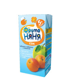 ФрутоНяня Сок яблочно-абрикосовый с мякотью для питания детей раннего возраста 0,2л