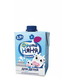 ФрутоНяня Молоко питьевое ультрапастеризованное для питания детей дошкольного и школьного возраста.Массовая доля жира 2,5% 0,5 л